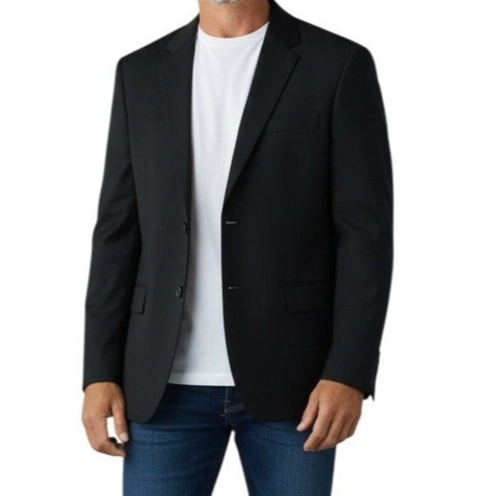 Chereskin Y2K Silk Suit Jacket Men's 40R Black Lined Casual Career Office